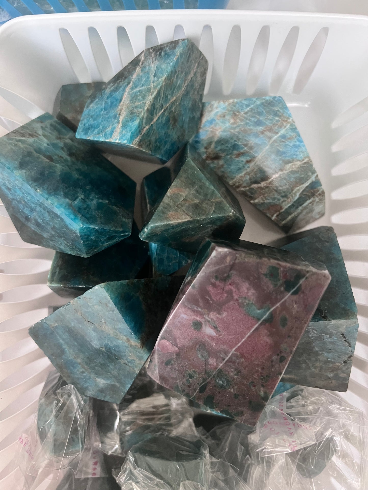 Polished-blue apatite