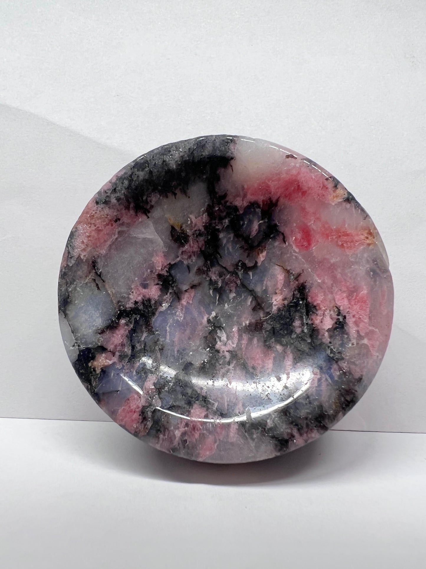 crystal statues--rhodonite bowl