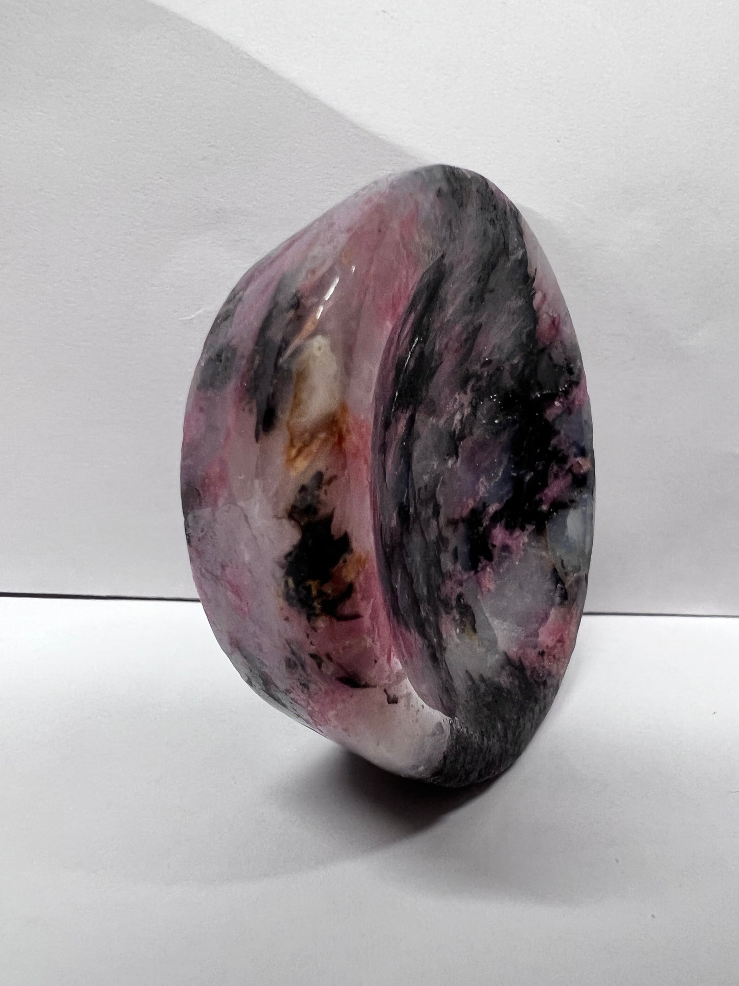 crystal statues--rhodonite bowl